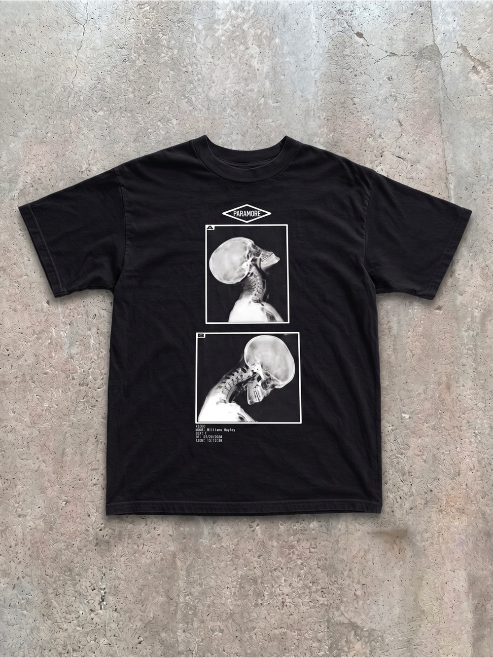 Paramore Hayley Williams X-Ray Skull Scan Emo Alternative Black T-Shirt